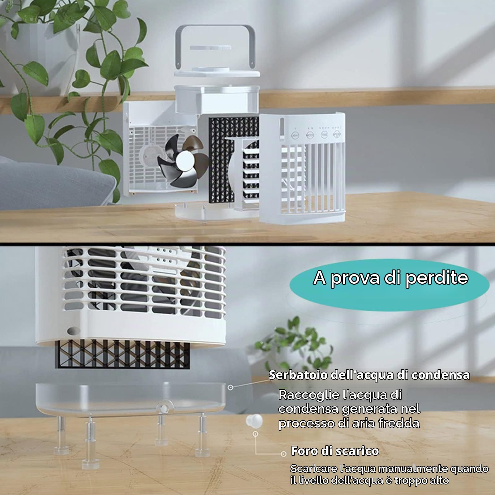 Condizionatore Portatile USB 700ml Nebbia Raffreddante 4-5 Ore - Ventilatore Ad Acqua Silenzioso con per Dormire