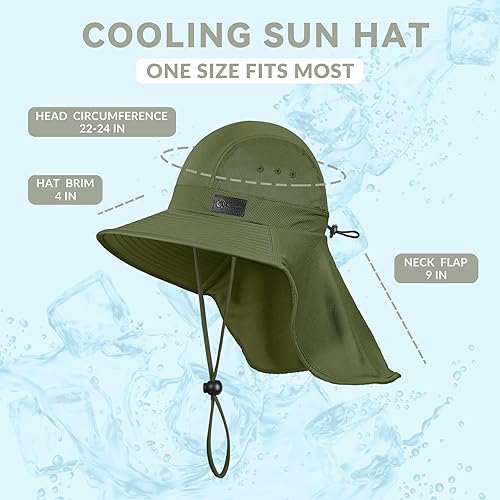 Miniatura 6 de Sukeen Sombrero de sol refrescante para hombres y mujeres UPF50+ sombrero de pesca de ala ancha con solapa para el cuello, sombrero plegable
