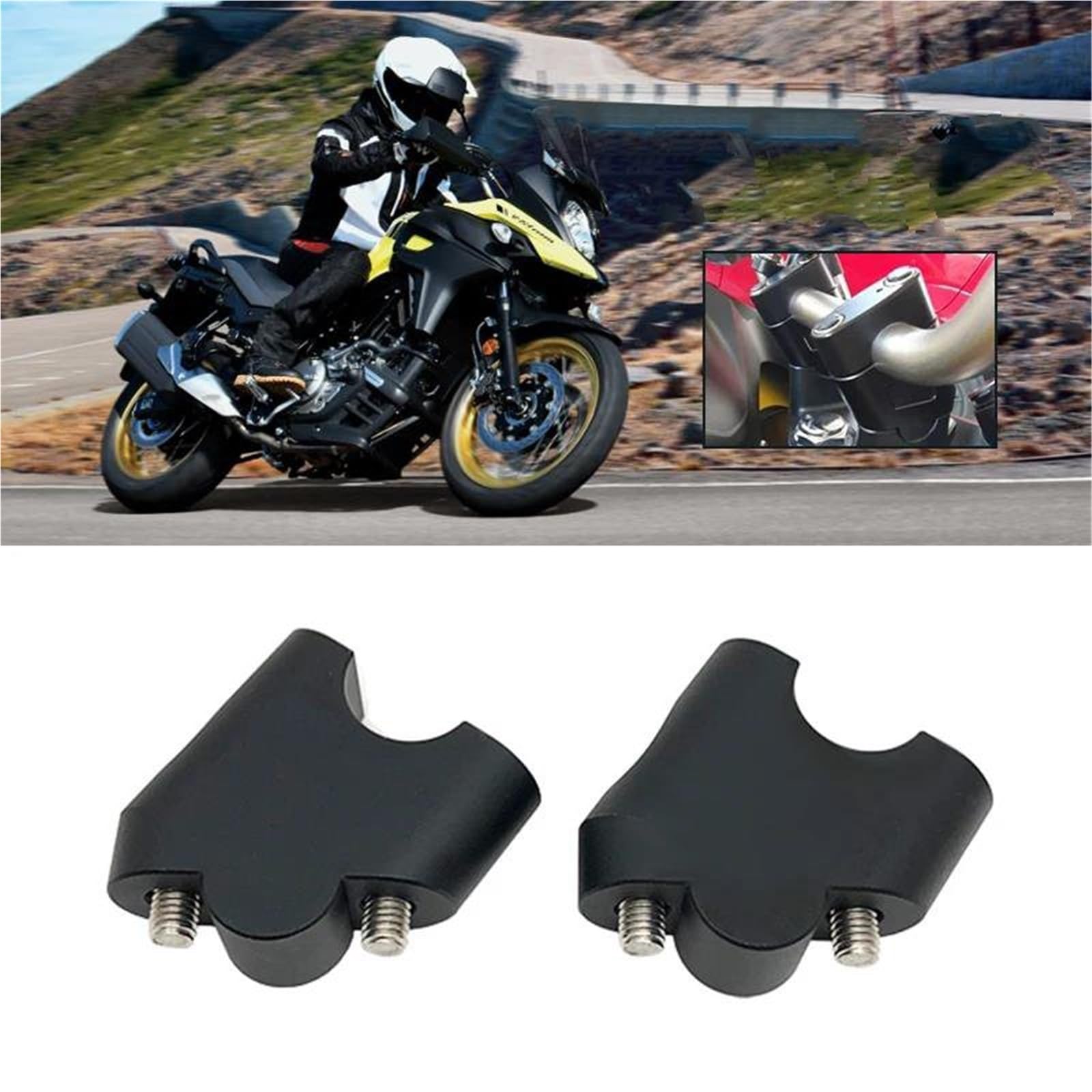 Riser Manubrio CNC Kit Di Montaggio Con Morsetto Per Riser Manubrio Conico Per Suzuki Per V-Strom DL 650 V-Strom 650 2012-2019 2018 Kit Barre di Sollevamento(Black)
