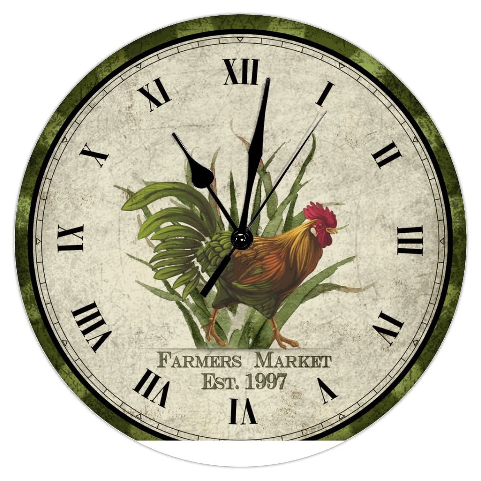 Horloge murale en bois silencieuse et sans tic-tac 38,1 cm date custom