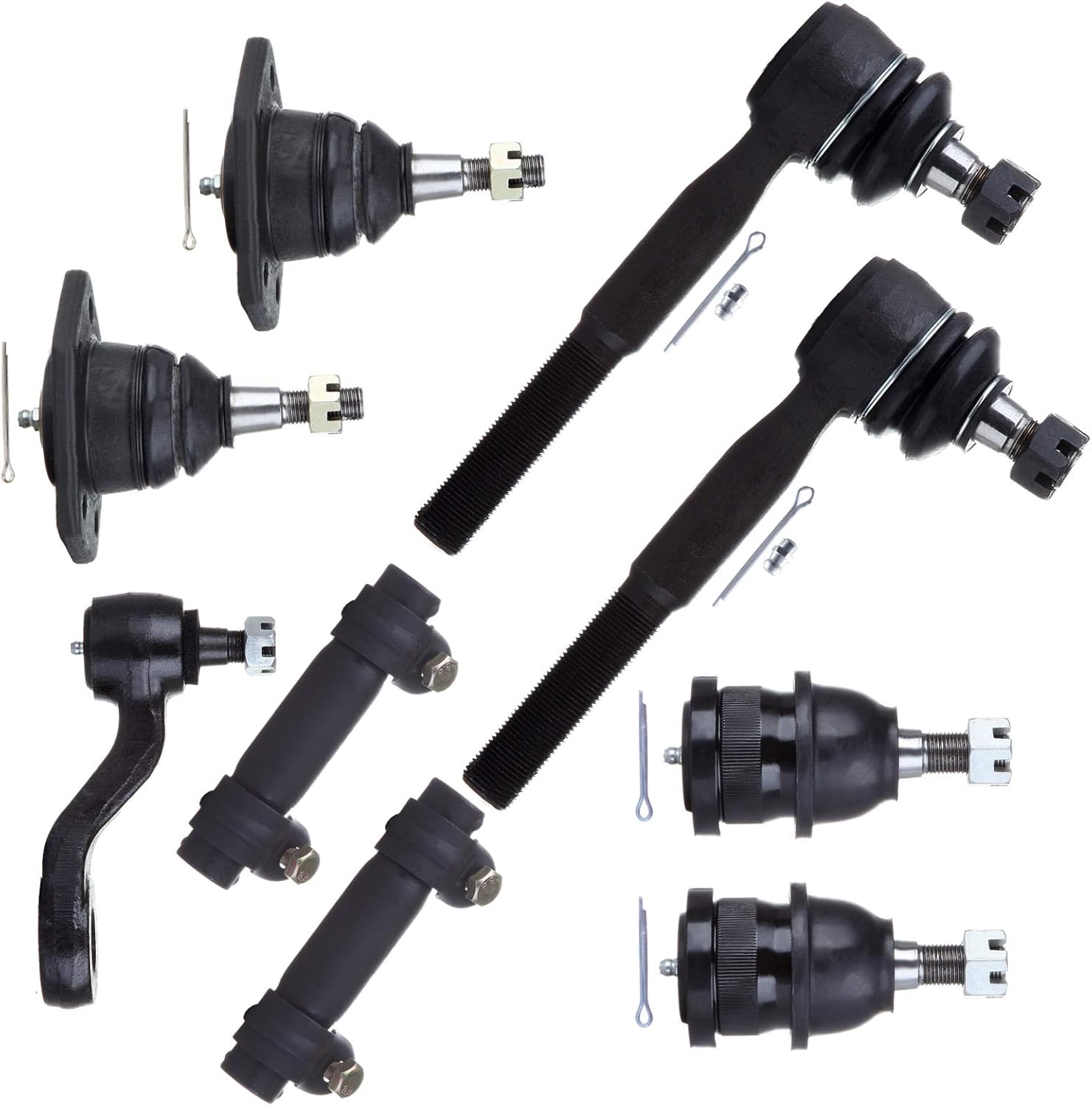 cciyu Lower Ball Joints Outer Tie Rod Ends Upper Ball Joints Pitman Arm Tie Rod Adjusting Sleeve Compatible fit for Chevy Blazer 75-86 for Chevy C10 73-74 for Chevy C10 Pickup 9pcs Suspension Kit