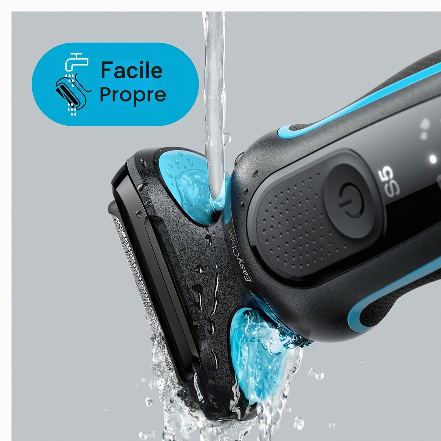 Braun Series 5 Rasoir à Grille Tondeuse pour Homme, Noir/Bleu