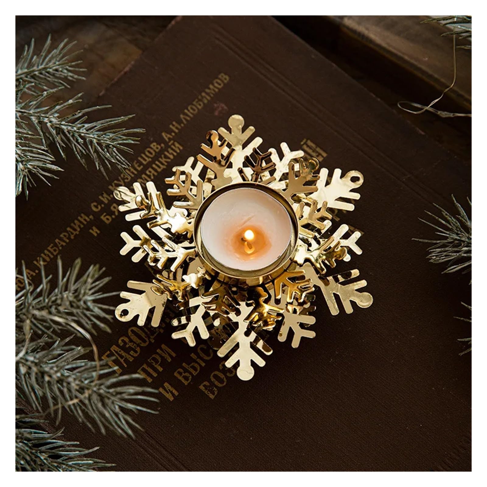 Portavelas Portavelas navideño de Metal con Forma Copo Nieve for Mesa o Chimenea. Decoración Ideal for Fiestas Familiares(3pcs)