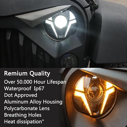 Miniatura 8 de Nueva actualización de 7 pulgadas láser LED faro redondo compatible con Jeep Wrangler JK JKU TJ LJ etc luz de luz de señal de giro DRL luz H6024 DOT