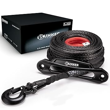 BUNKER INDUST Synthetic Winch Rope Kit,3/8