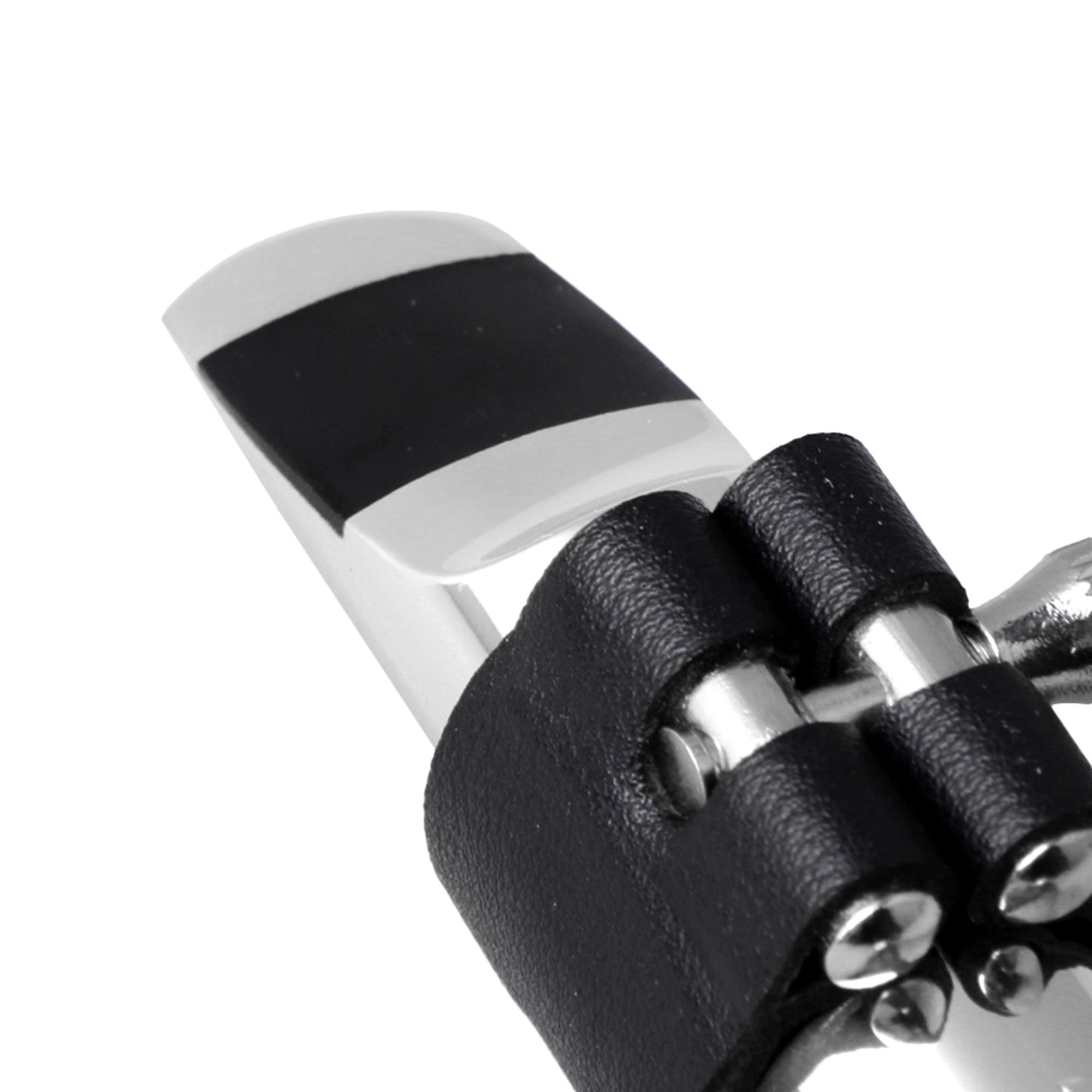 Embout de saxophone ténor 6# avec capuchon de ligature en cuir PU argenté