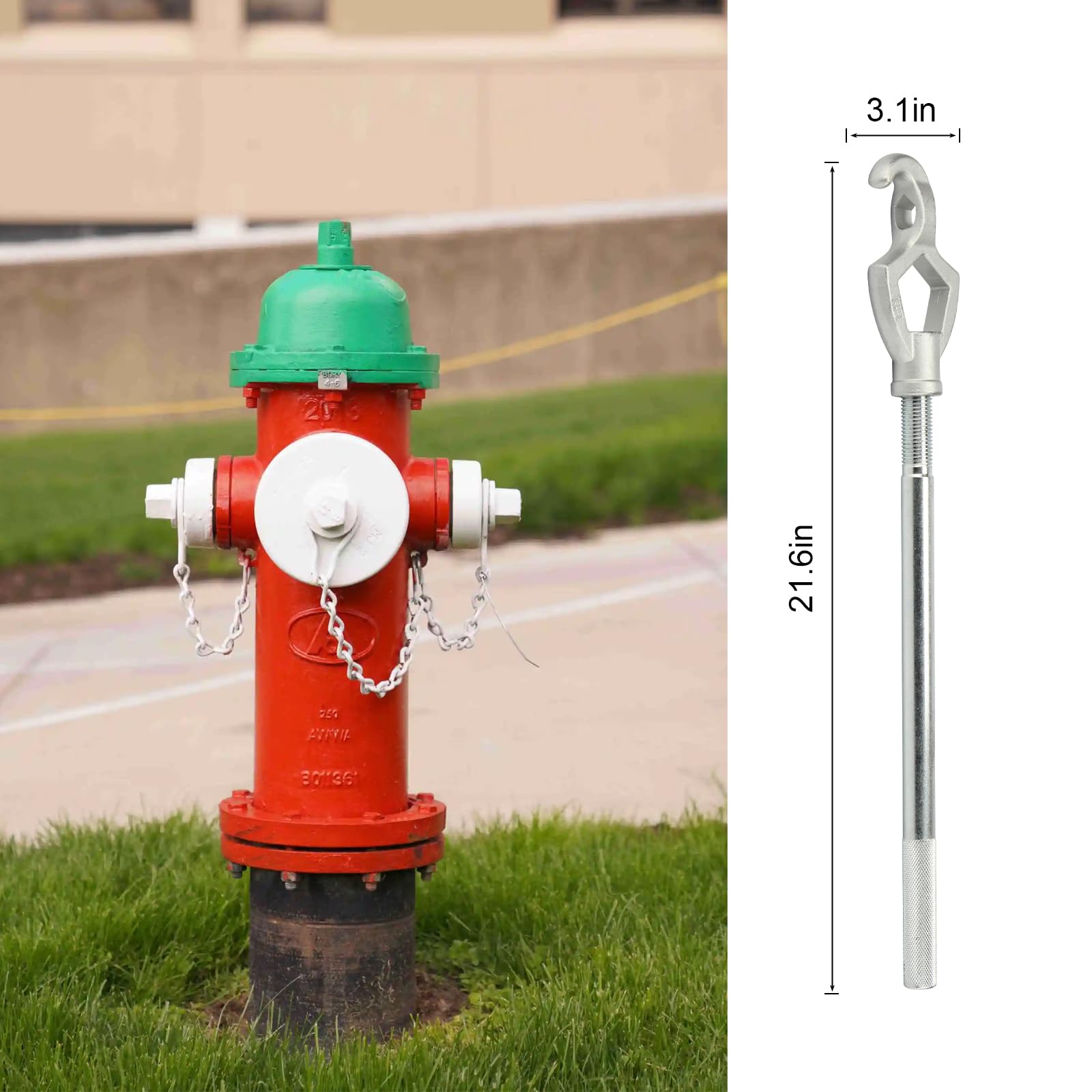 Llave de hidrante ajustable resistente, se adapta a tamaños de cabeza de perno de 1-1/2 a 3 pulgadas, apretar tuercas de fuego, apretar tuberías de agua de fuego, diseñada para aflojar tapas y