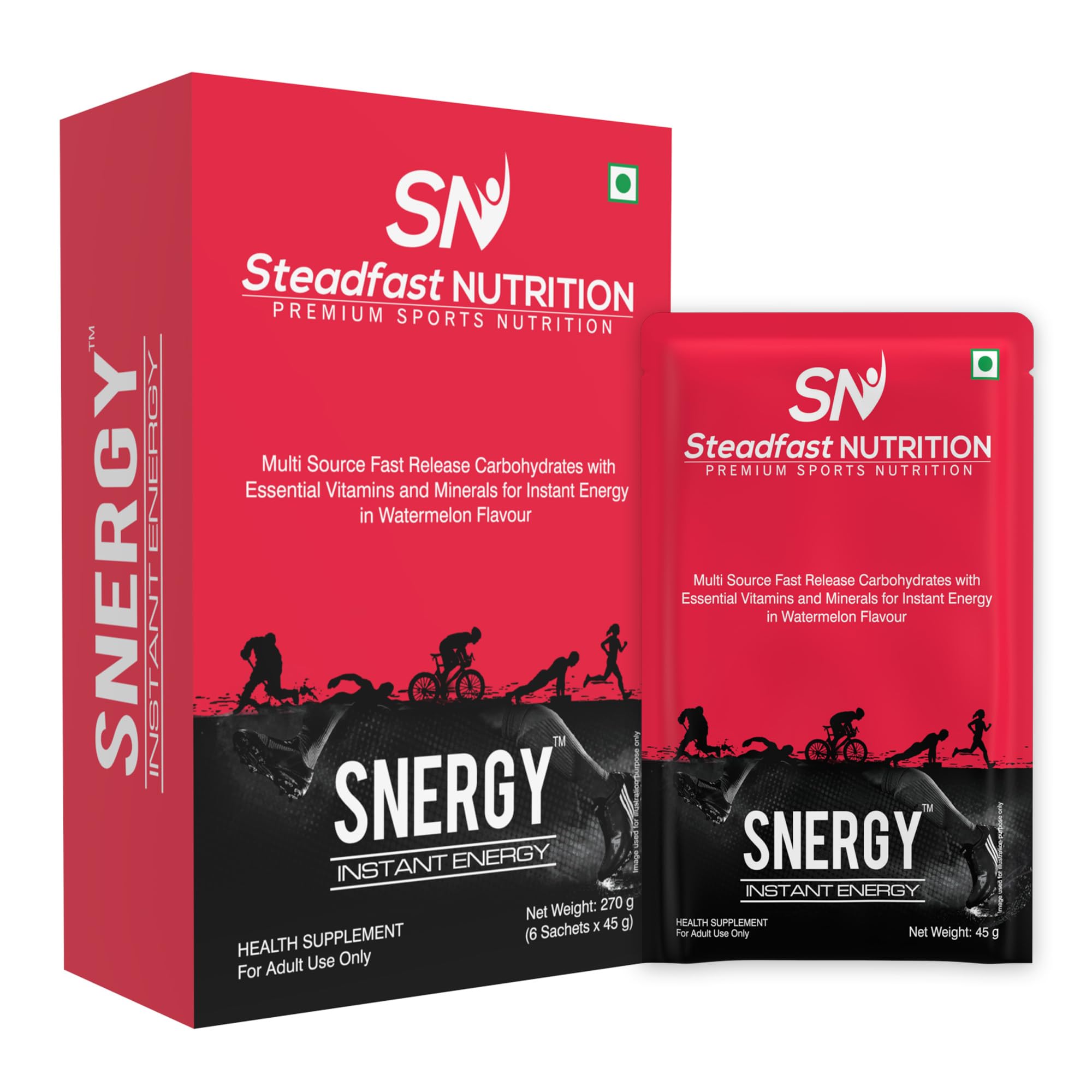 Steadfast Nutrition Snergy | Instant Energy & Hydration | Essential Vitamins & Minerals | Energy Drink & Pre workout Supplements for Men & Women | 6 Sachets | 45g per Sachet| 270g Watermelon Flavour (B0BY4R9BLG) Amazon Price History, Amazon Price Tracker