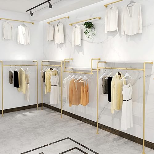 Miniatura 6 de MDEPYCO Moderno simple tubo industrial colgando varillas estante de ropa, exhibición al por menor montado en la pared, estante colgante de ropa,