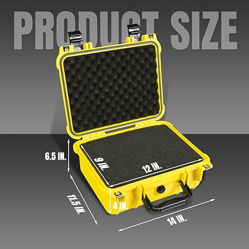 Miniatura 2 de Funda rígida de 14 x 11.5 x 6.5 pulgadas, funda protectora portátil impermeable para cámara con espuma personalizable, compatible con drones,