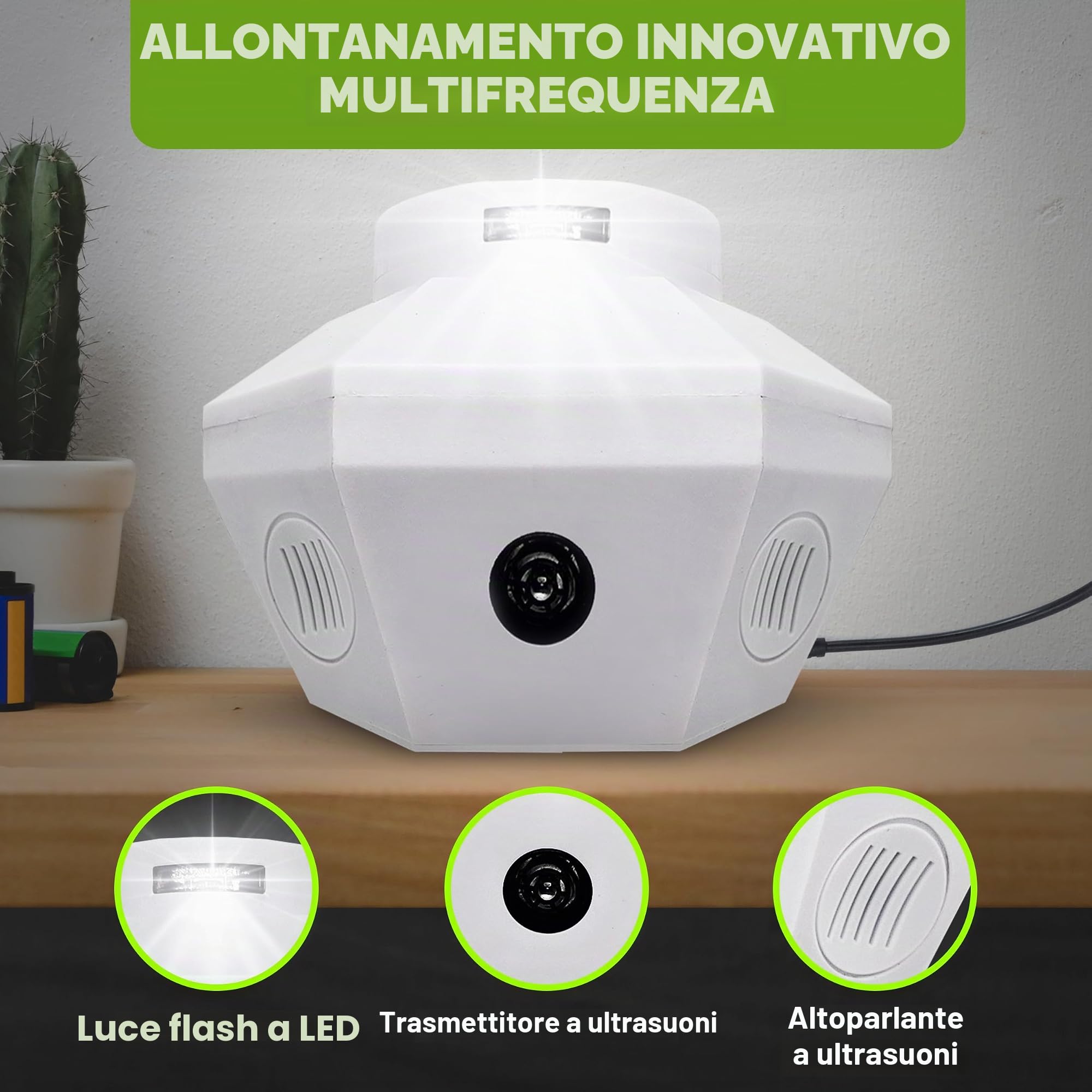 ISOTRONIC® Spaventa martore con spina – per 100 mq | tradizione dal 1979 | Repellente per topi per soffitta, casa, magazzino, garage, garage | Collegamento a una presa | con ultrasuoni e luce LED (1)