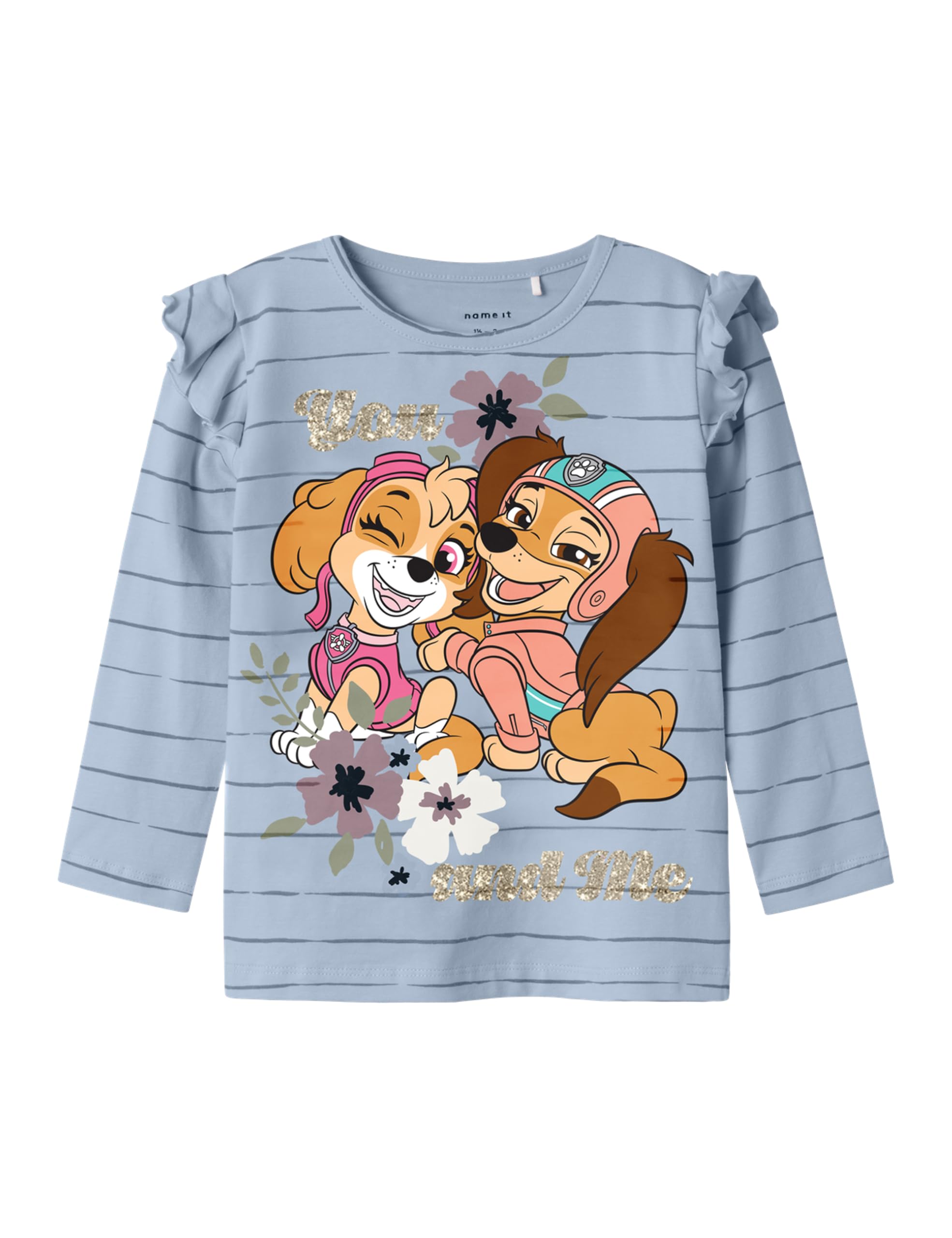 Name it mini Mädchen Nmfjulia Paw Ls Top Box Cplg, Subdued Blue, 92 EU