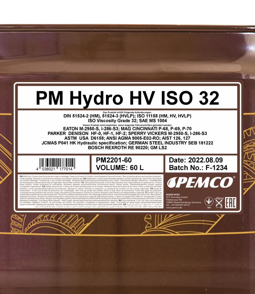 PEMCO Aceite hidráulico PM2201-60 60L Barril
