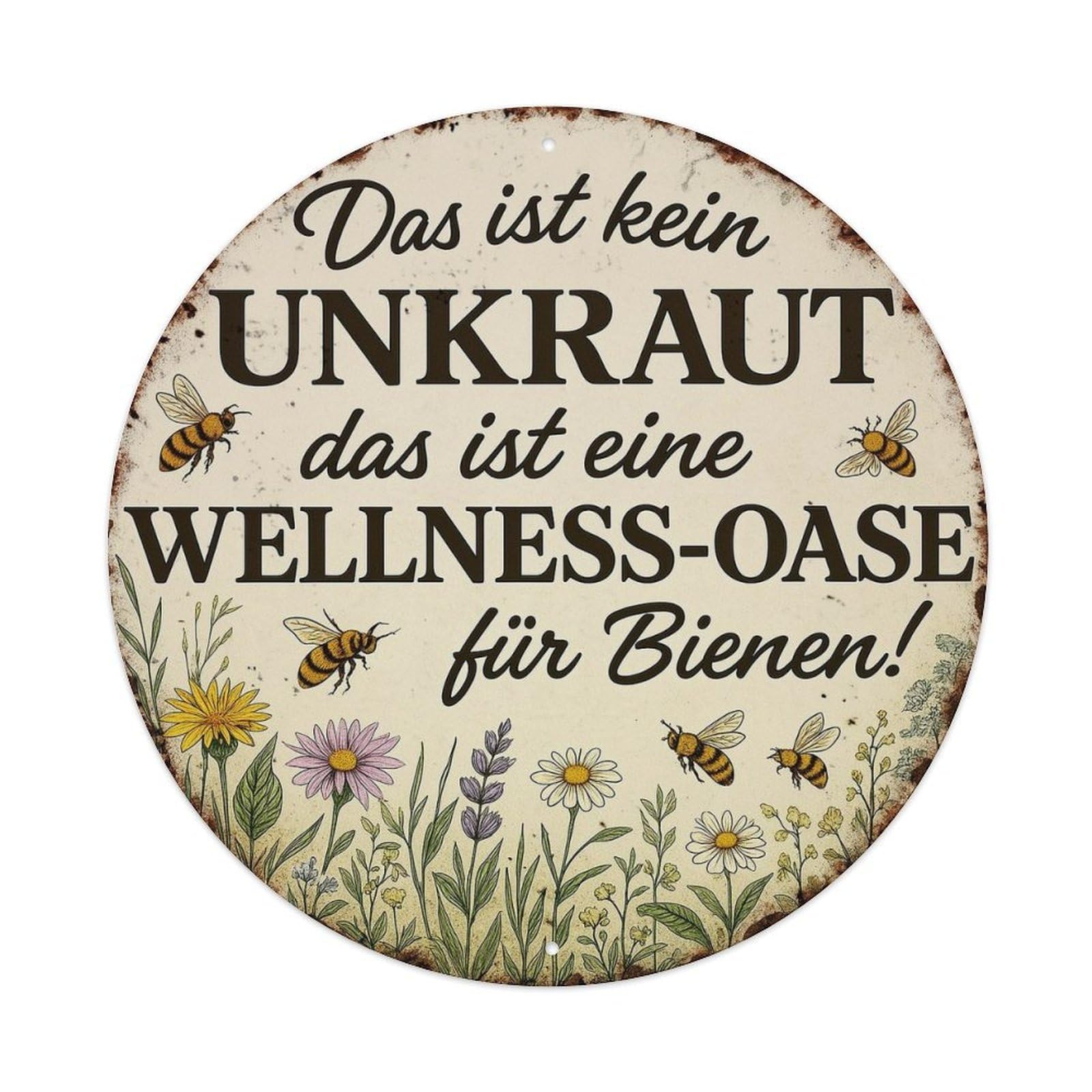 Bee Flowers Garden Sign Art Round Tin Sign Vintage Metal Sign Home Bar Garden Indoor & Outdoor Wall Decor Retro Metal Poster 8x8 Inch