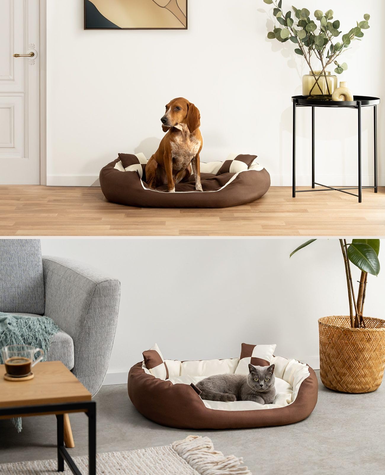 lionto 4 in 1 Lettino per Cane, (M) 85x70 cm Marrone/Beige