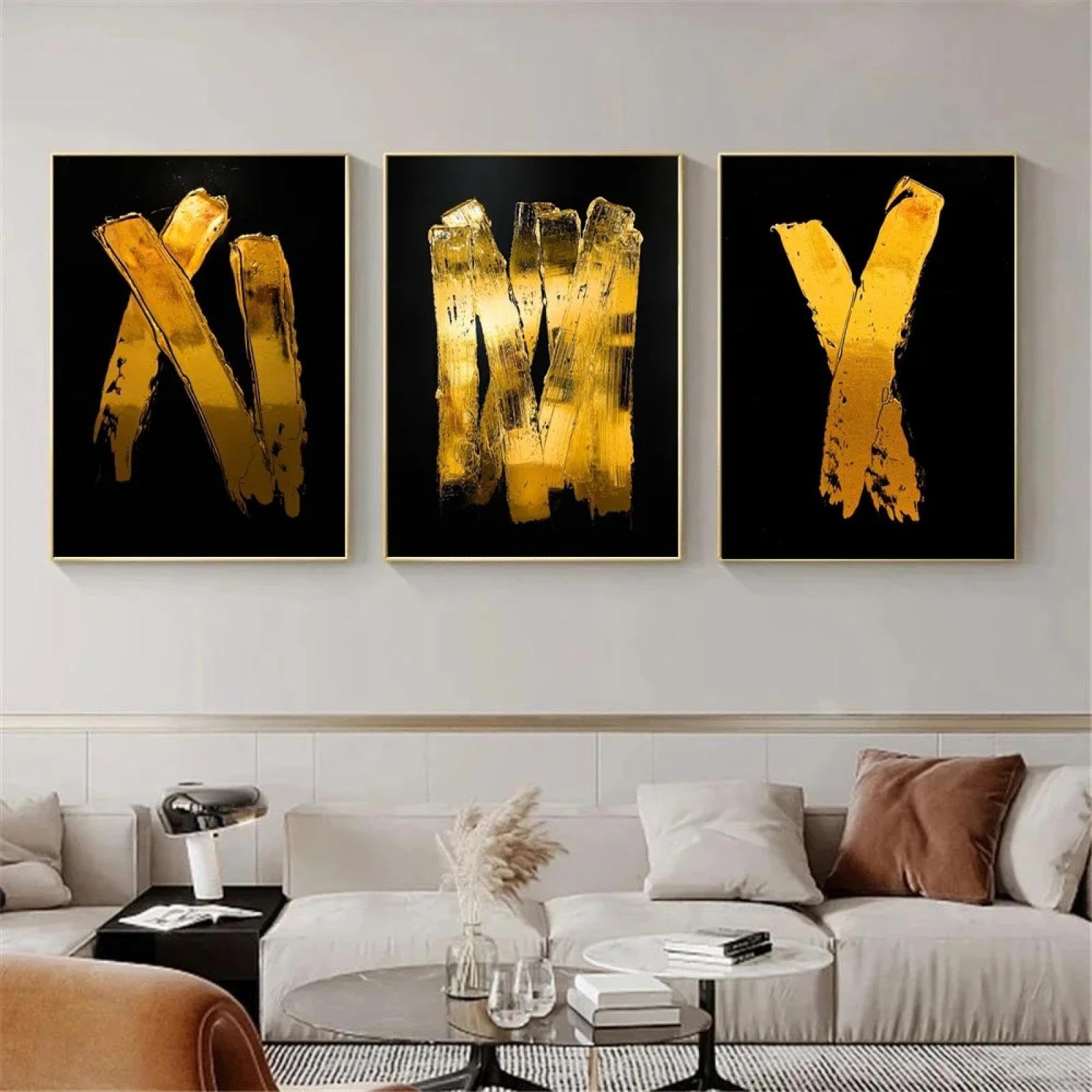 Impression d'art abstrait XINBAO toile noire et or 40x60cm affiche moderne sans cadre - 6