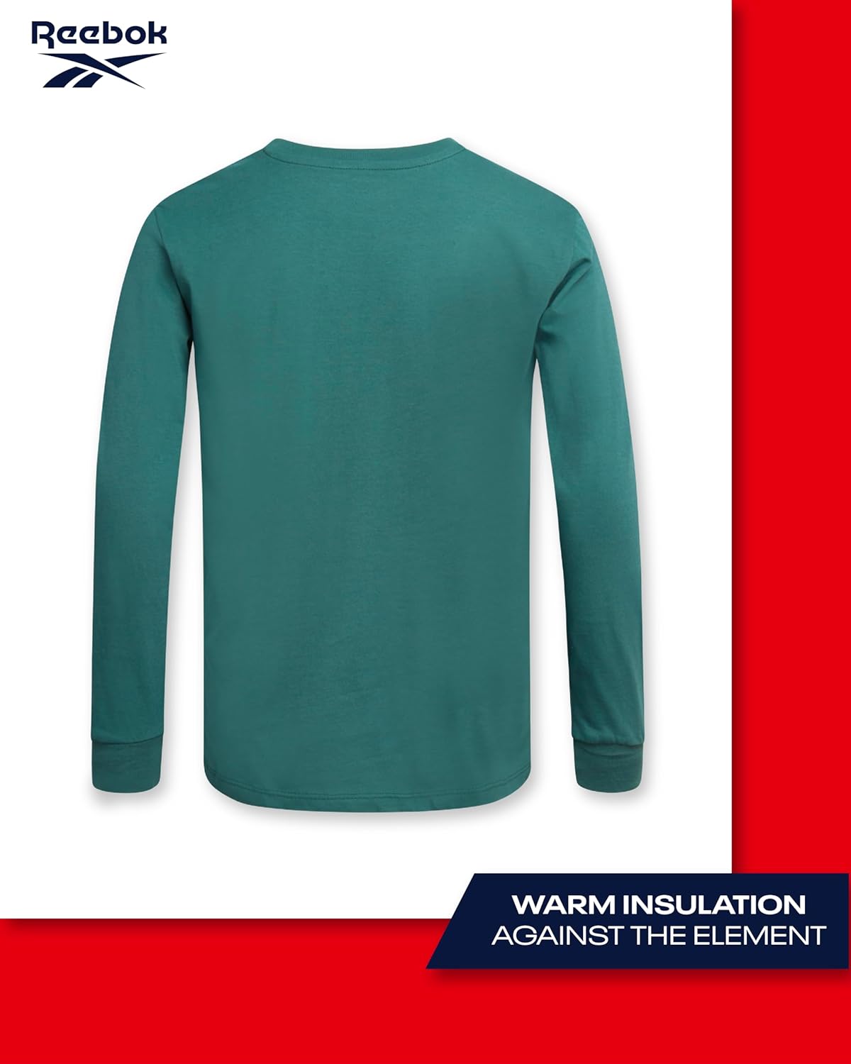 Reebok Boys Long Sleeve Shirts - Soft Stretch Cotton Boys Shirts Long Sleeve Athletic Top for Workout Running Gym Layering - Image 6
