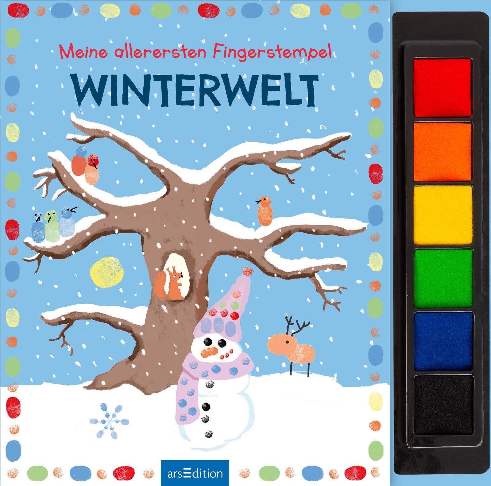 Meine allerersten Fingerstempel Winterwelt: Mit 6 Stempelfarben und bunten Vorlagen | Kreatives Malbuch mit Stempelkissen ab 3 Jahren