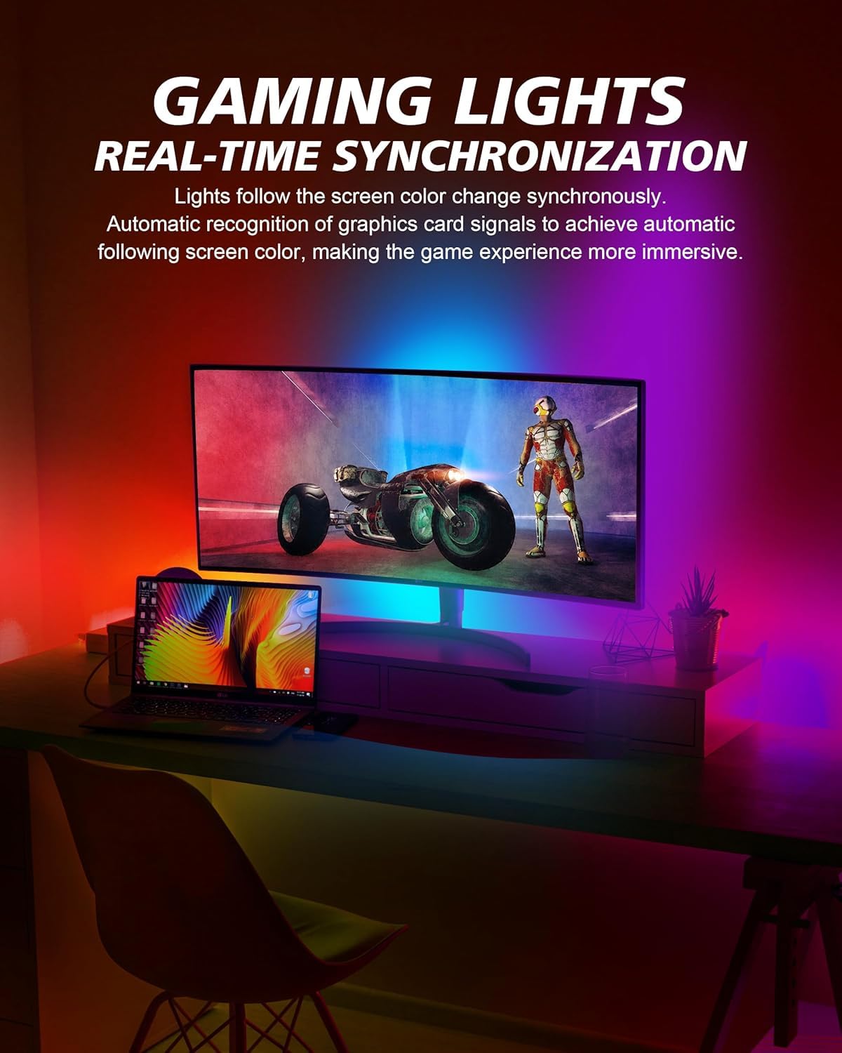 Xtremevision S202-27 Led Strip für 27 Zoll Monitor RGB Beleuchtung Instant Sync Audio Video Movie Games Musik Software gesteuert Ultra Low Latency