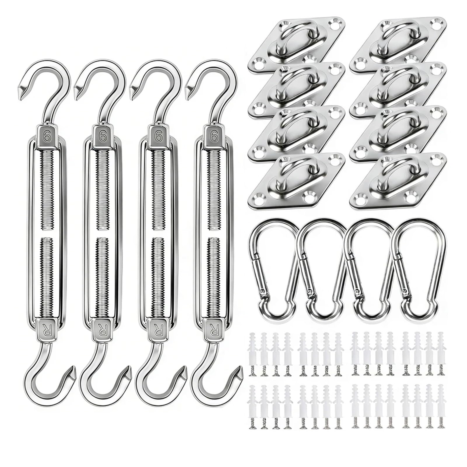 Sonnensegel Befestigung Set Edelstahl-Sonnenschutz-Segel-Installations-Befestigungsset Hochleistungs-Campingzelt-Hardware-Kit for Hausgarten-Sonnenschutz-Befestigungswerkzeuge(2Set)