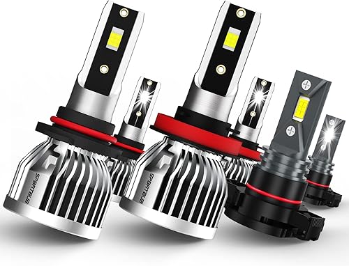 Compatible con bombillas LED para faros delanteros GMC Sierra 1500,9005+h11 2007-2013 + bombillas LED antiniebla 5202, paquete de 6