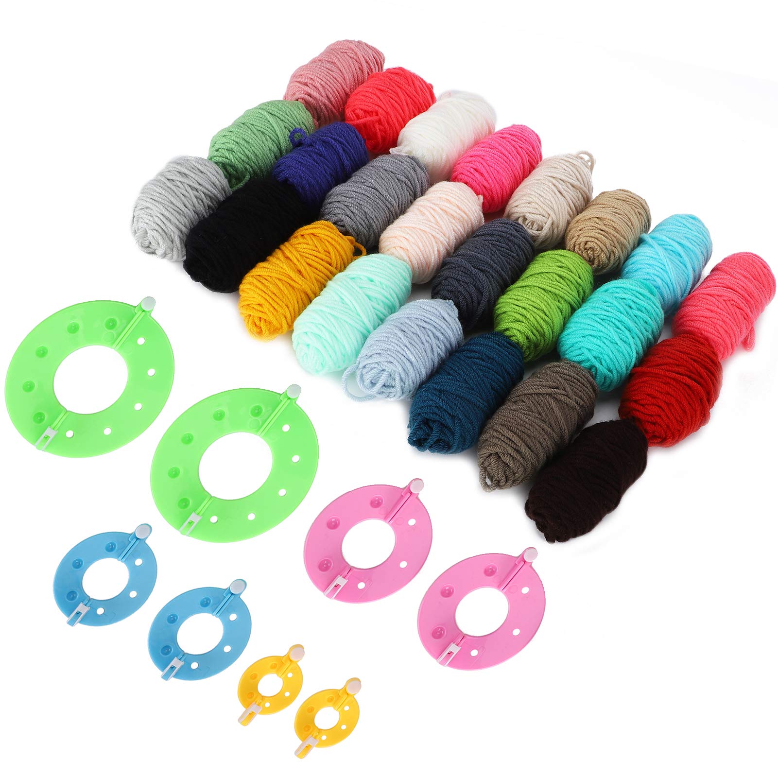 Pompom Maker Kits Fluff Ball Weaver DIY 24 Farben Wollgarn Stricken Handwerk Geschenke
