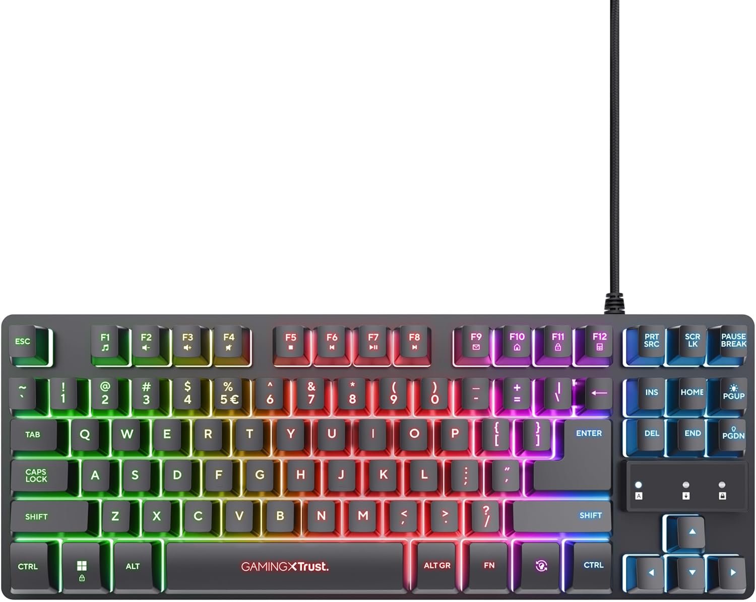 GXTrust 1794 Pack Teclado Gaming QWERTY Español con Ratón y Alfombrilla, Combo LED 3 en 1, Ratón Inalámbrico Recargable para Gamer 80h de Autonomía, Teclado TKL USB para PC, Negro 9