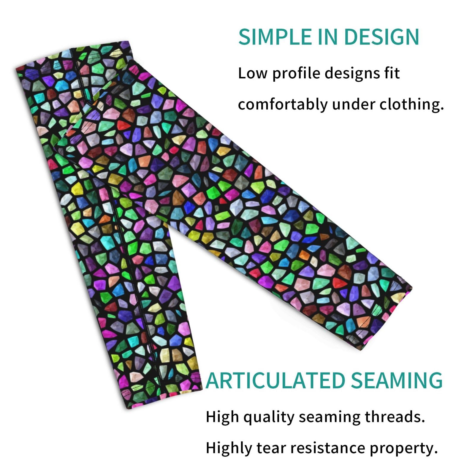Salelf Colorful Mosaic Stones Arm Sleeves Cooling UV Sun Protection Sports Compression Sleeves for Men Women Golf Basketball Arm Sleeves
