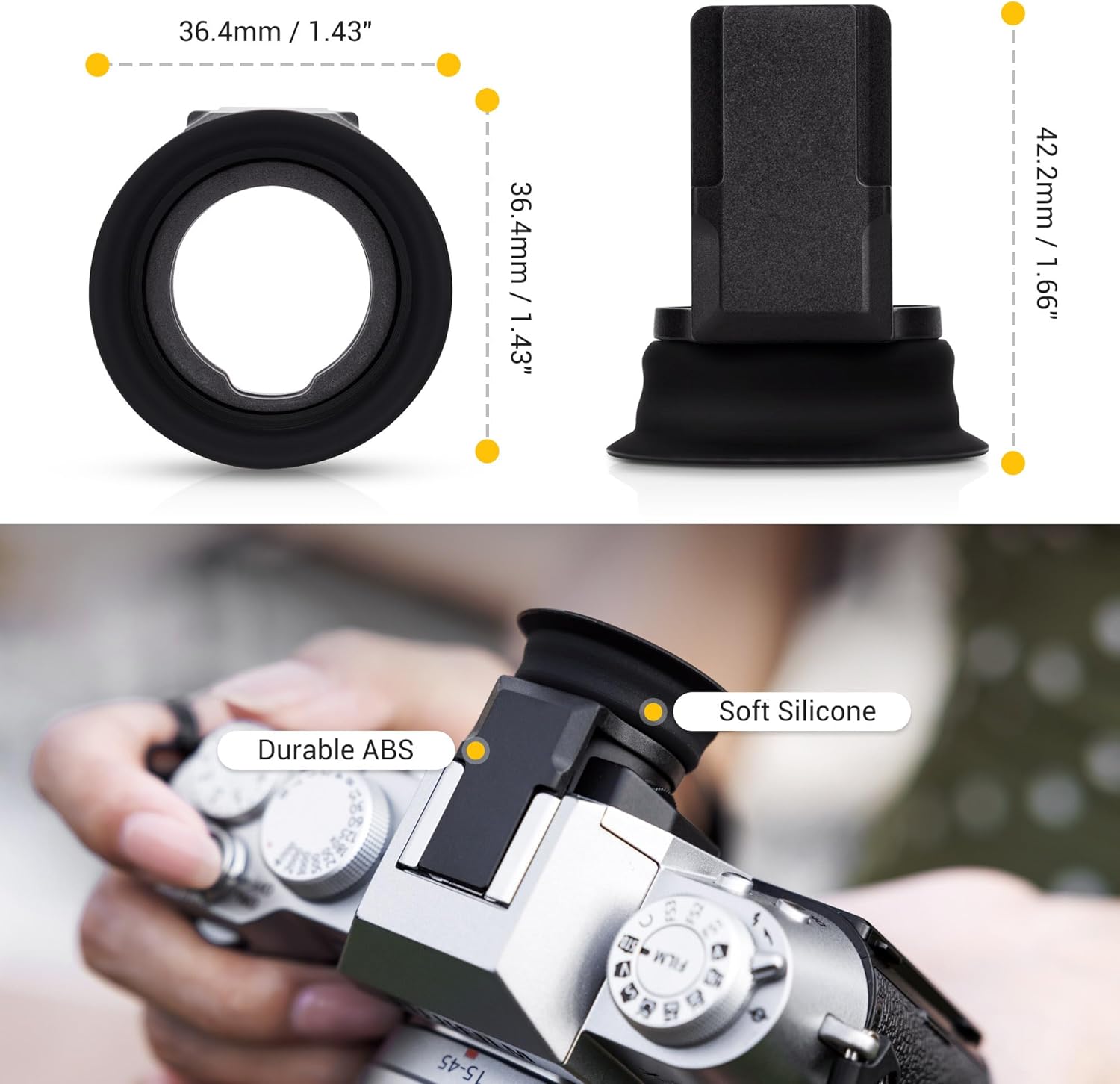JJC Soft Rubber Eyecup Eyepiece for Fuji Fujifilm X-T50 XT50 Mirrorless Camera, X-T50 XT50 Eye Cup Viewfinder Cover, Not Affect The Use of LCD Screen, Comfortable Eyeglass Wearers - Image 5