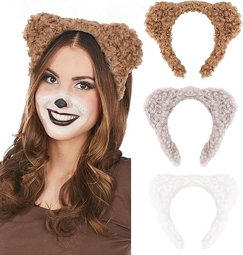 CAVETEE Bears Ears Spa Headband，Bear Ear Pooh Bear Headband Cute Party Headwear 