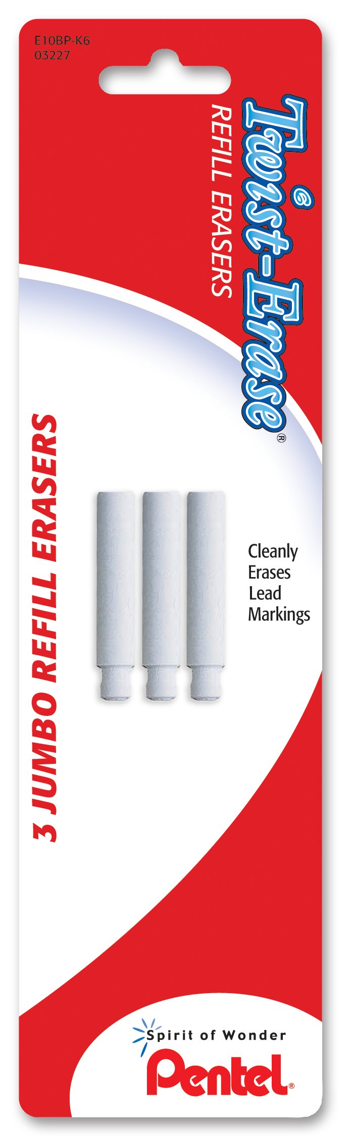 PentelTwist-erase Refill Erasers, Qty 1, Pkg Of 3
