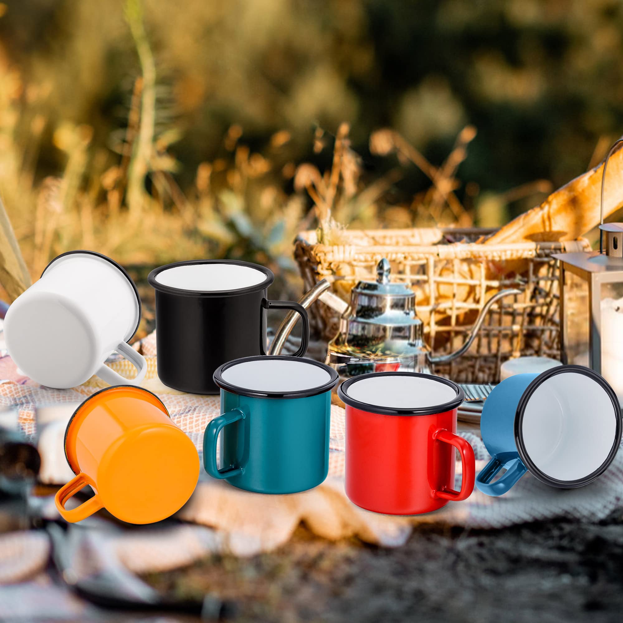 Tazza In Acciaio Smaltato Bianco E Blu - 0,52L, Per Caffè, Tè, Campeggio, Resistente E Versatile - Foto 5