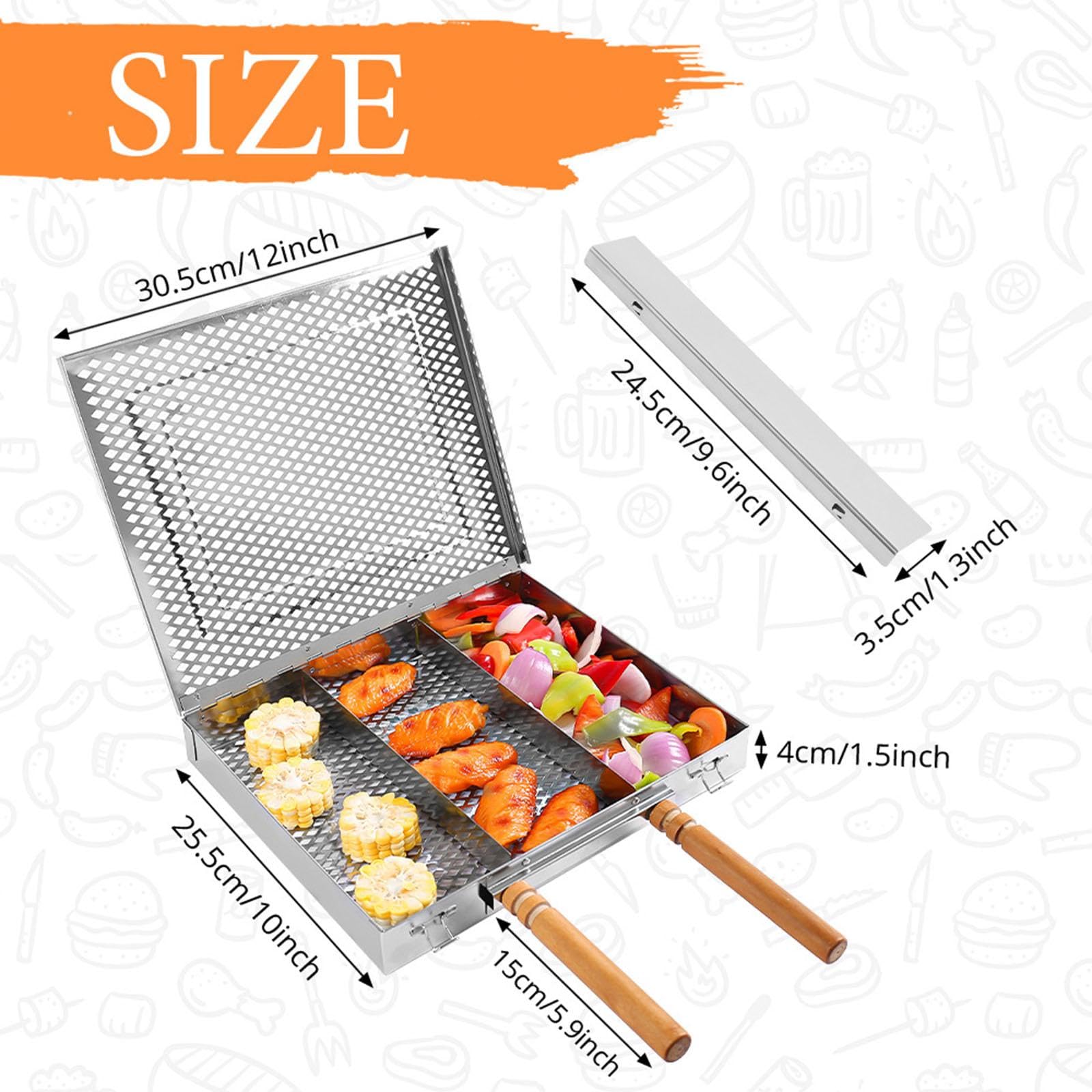 Barbecue per pesce, barbecue, cestello per barbecue, accessorio leggero in acciaio inox, griglia per barbecue e feste in campeggio