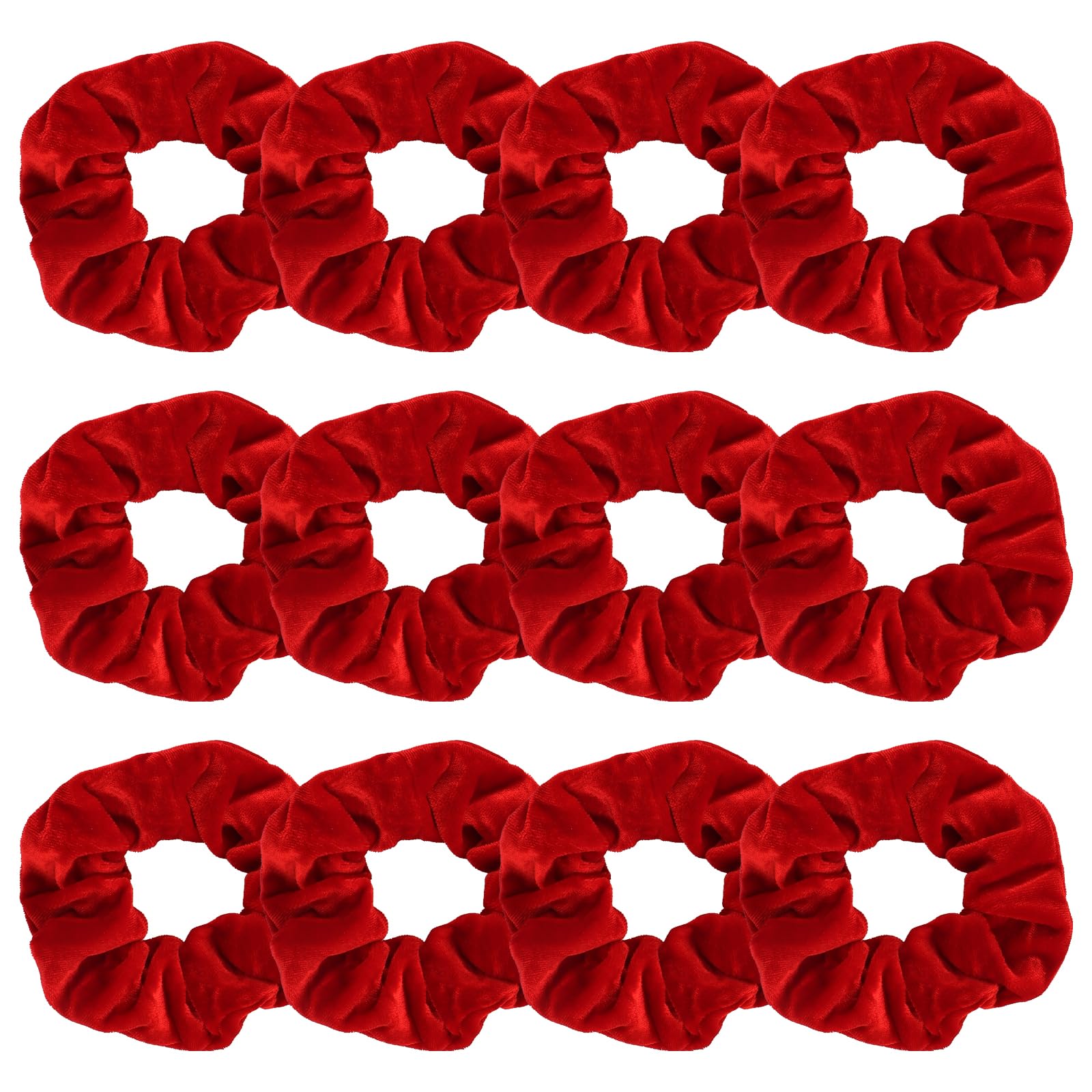 Araluky12 Pcs Red Velvet Scrunchies for Women Girls Hair Scrunchies for Women Elastic Solid Scrunchies Bulk for Thick Thin Hair Non-Slip Hair Ties for Girls Scrunchy Hair Bands Hair Accessories