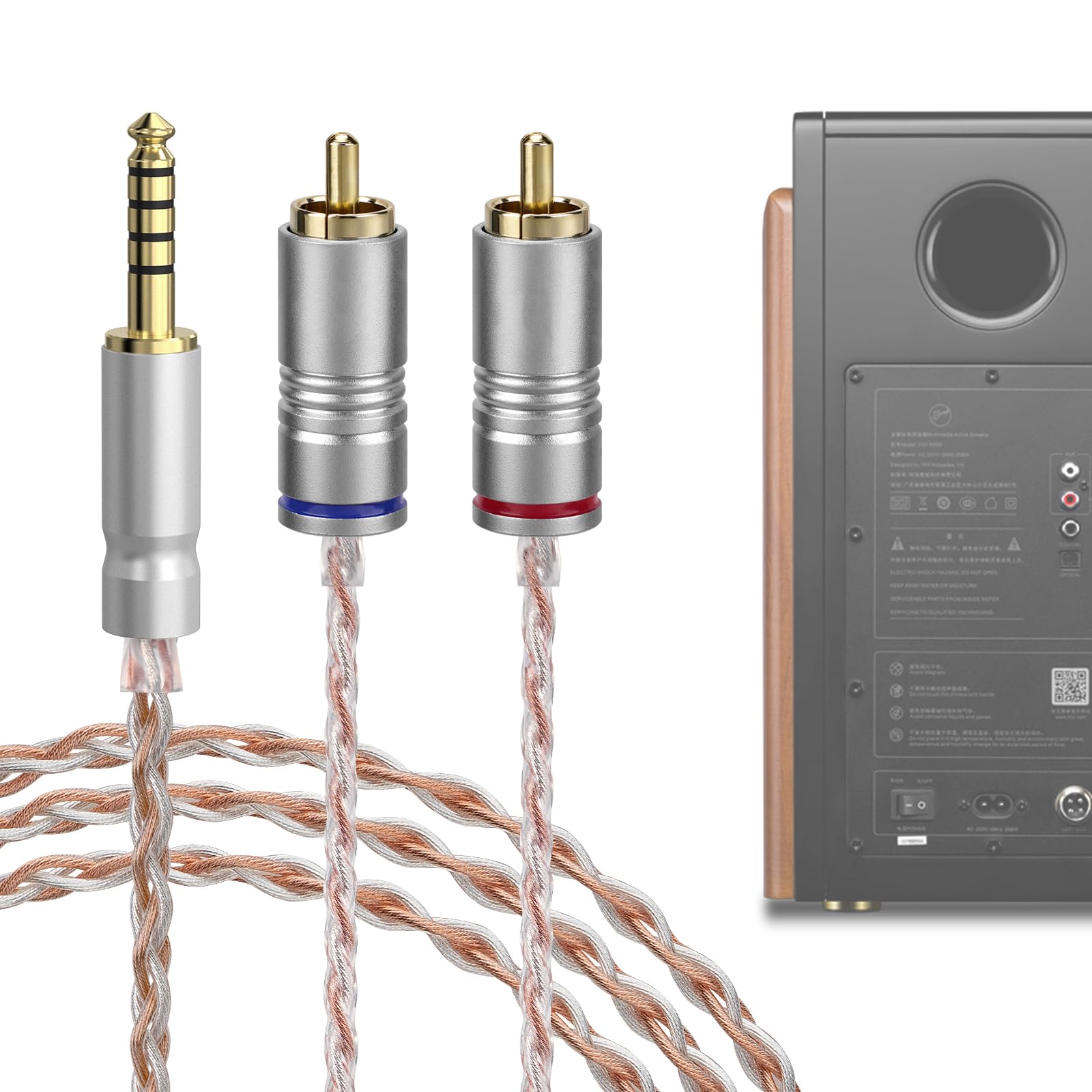 GEEKRIA Apollo, cavo audio bilanciato a doppio RCA, da 4,4 mm, cavo di aggiornamento OCC in rame placcato argento, interconnessione stereo HiFi, per DAC AMP, cuffie, amplificatori, altoparlanti