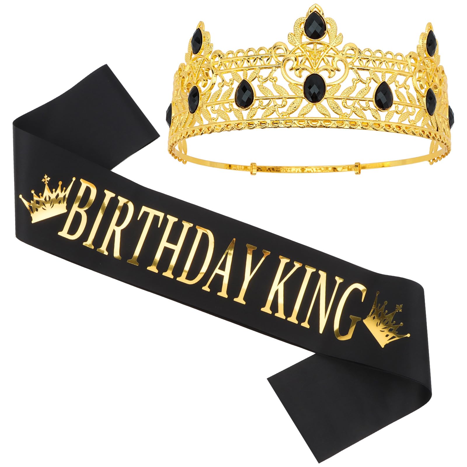 Srotmirw 1 Pc Birthday King Crown and Sash Set