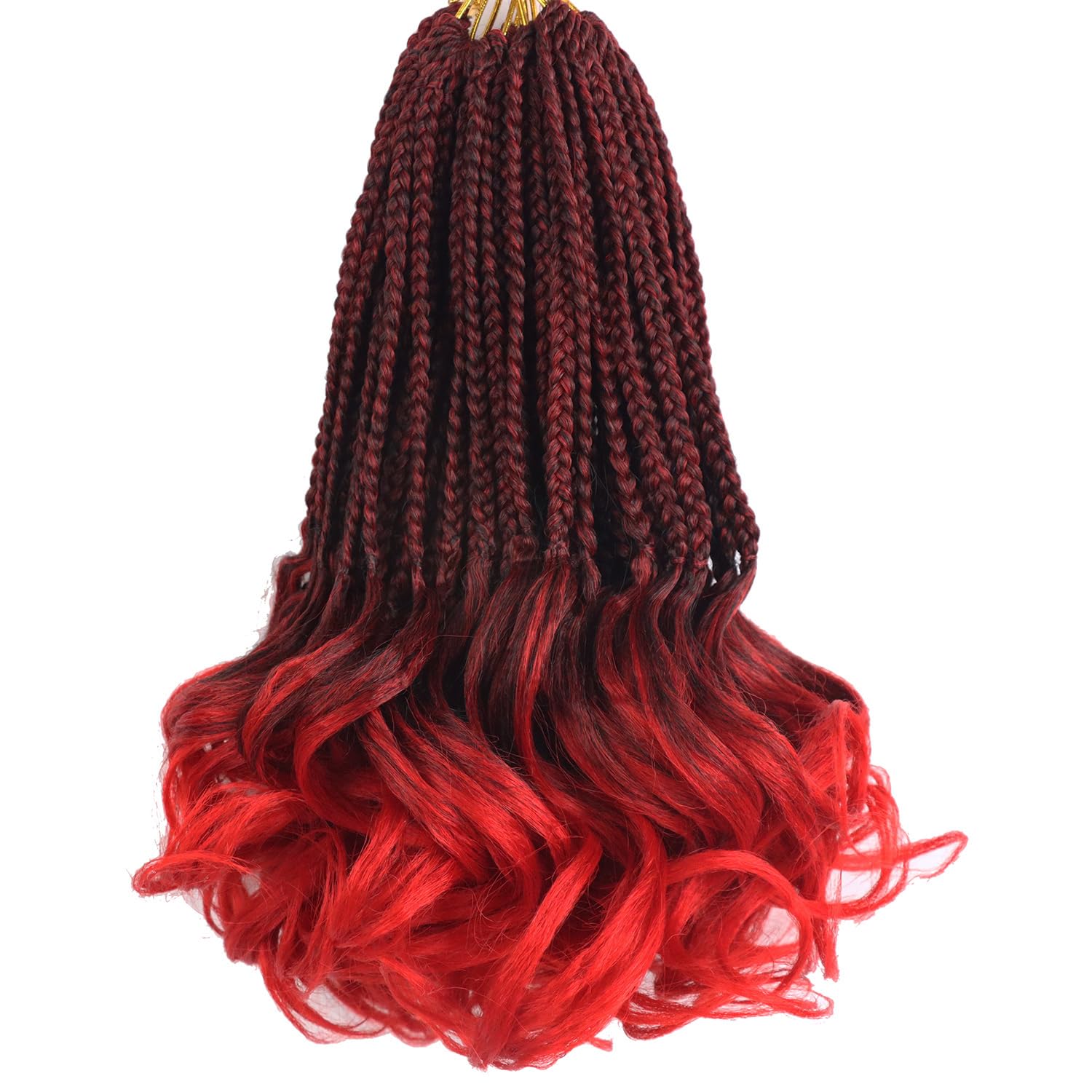 French Curl Braiding Hair TRed Crochet Braids 10 Inch Short Goddess Box Braids Crochet Hair for Women Layered French Curls Braids Curly Braiding Hair