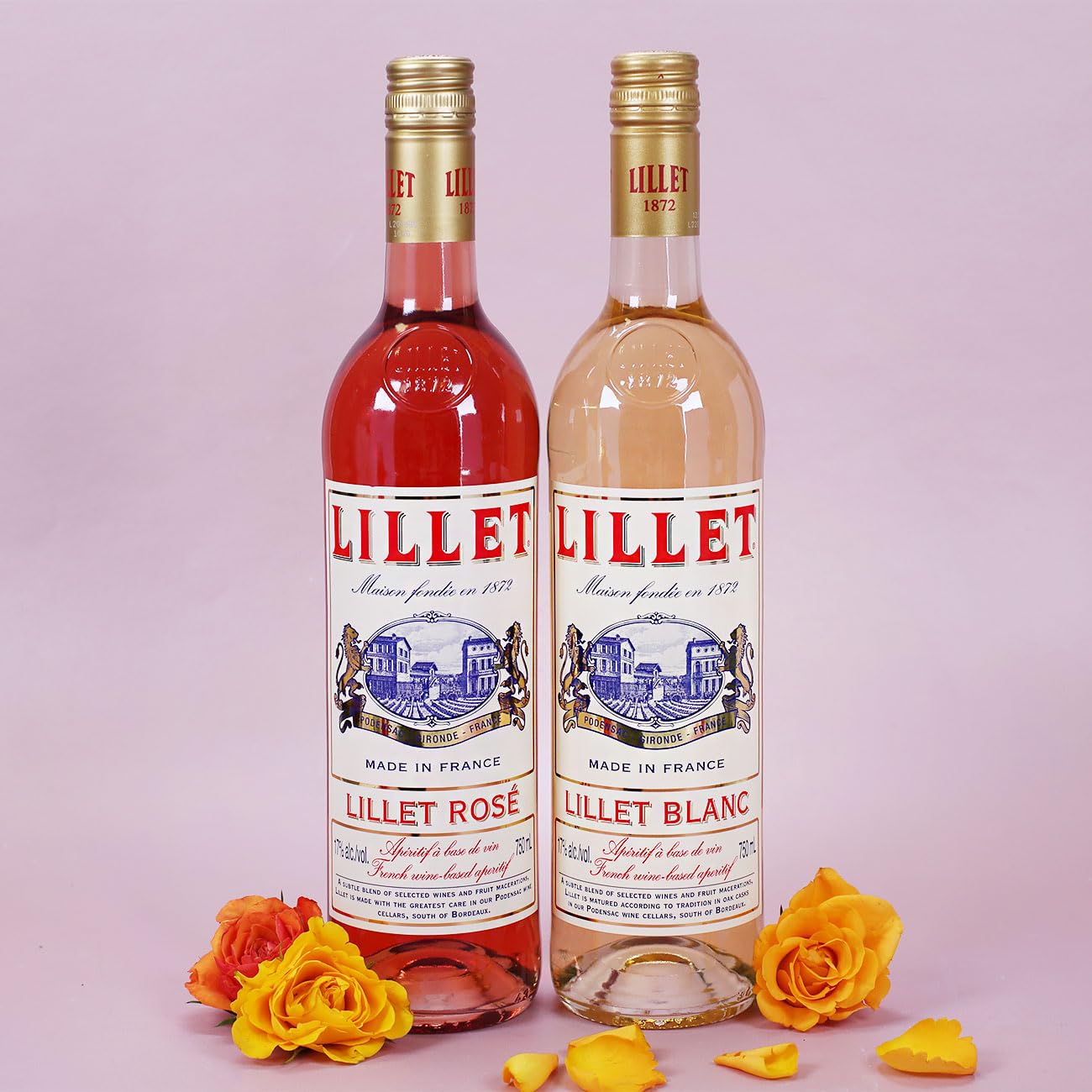 Herz & Heim® Happy Birthday - Geschenkset mit graviertem Weinglas, Geschenkbox und einer Flasche Lillet Rosé