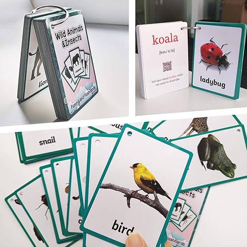 Miniatura 5 de 46 unidsset animales salvajes e insectos regalos niños tarjetas flash inglés tarjeta de bolsillo educativo aprendizaje bebé juguetes para niños
