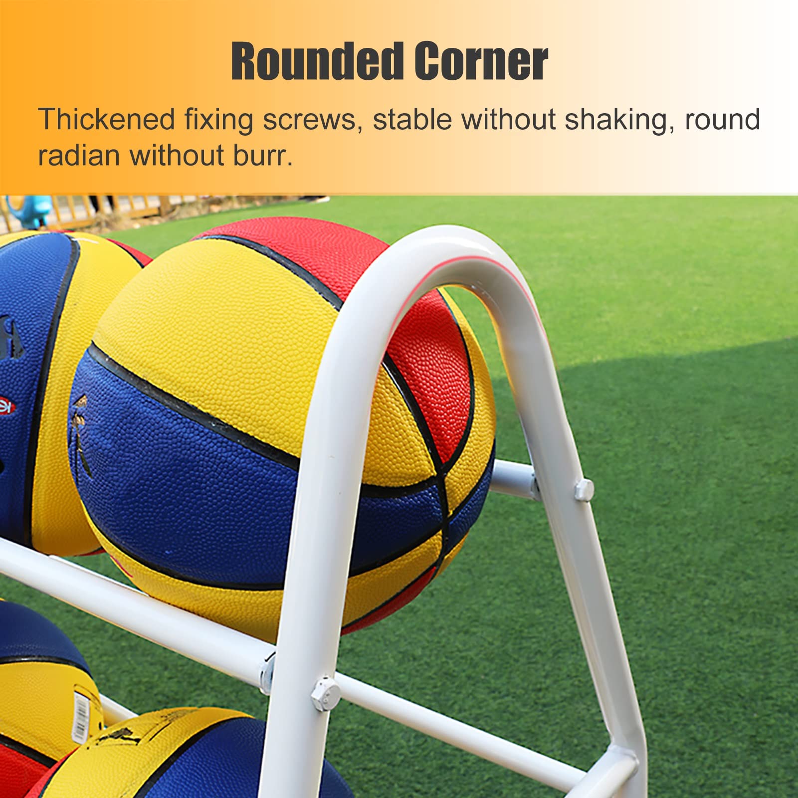 FAXIOAWA Dubbelzijdige 4-laags basketbalopslagrekken Stand, Indoor Outdoor Vertical Rolling Sports Ball Storage Cart op vergrendelbare wielen, capaciteit Meer Dan 35 ballen (kleur: Wit, maat: M)