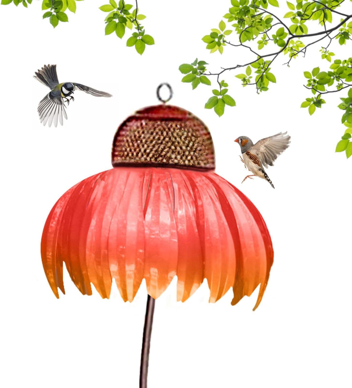 Coneflower Bird Feeder, Coneflower Hummingbird Feeder, Metal Bird Feeders Stakes Decor For Outdoors, Garden, Yard Decorations Gaimety