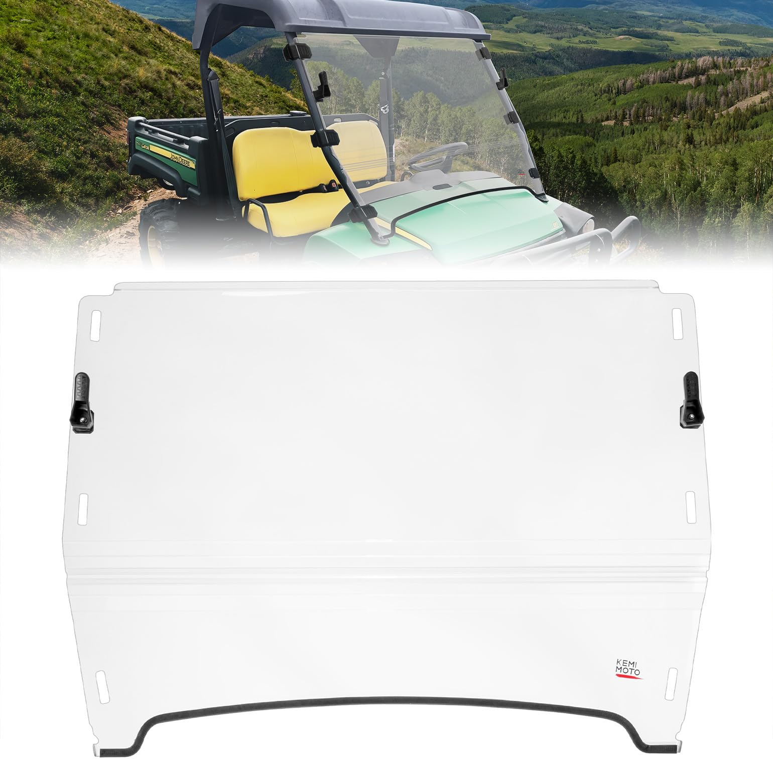 KEMIMOTO Front Windshield Compatible with John Deere Gator HPX 620i 625i 825i XUV 850 XUV855D Windproof Flip Heavy Duty Scratch Resistant Windscreen