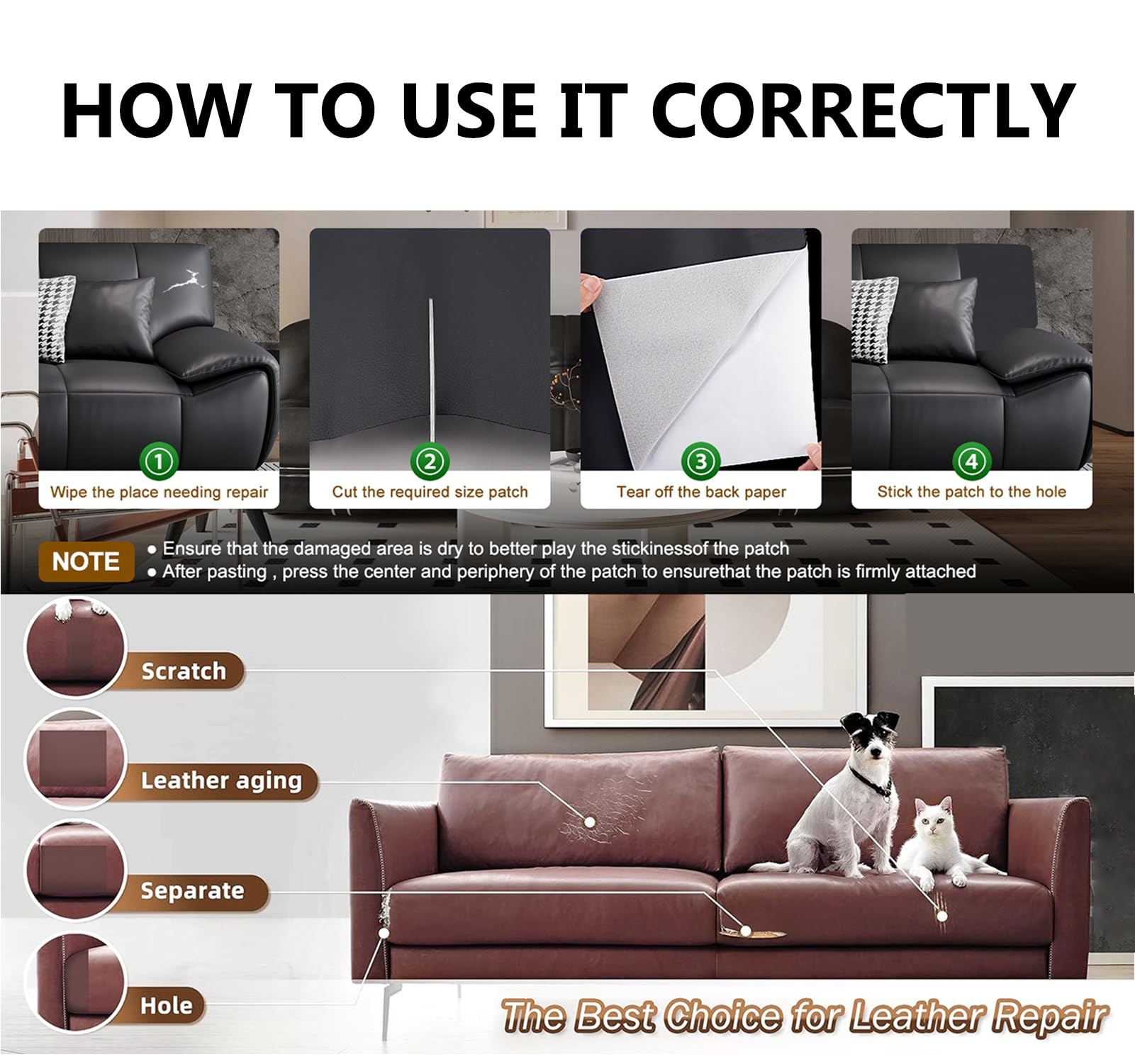 Ruban De Réparation En Cuir Auto-adhésif Pour Canapé, Sièges De Voiture, Sacs à Main, Vestes, Meubles, Chaussures, Patch De Premiers Secours, Patch En Cuir Noir, Bricolage