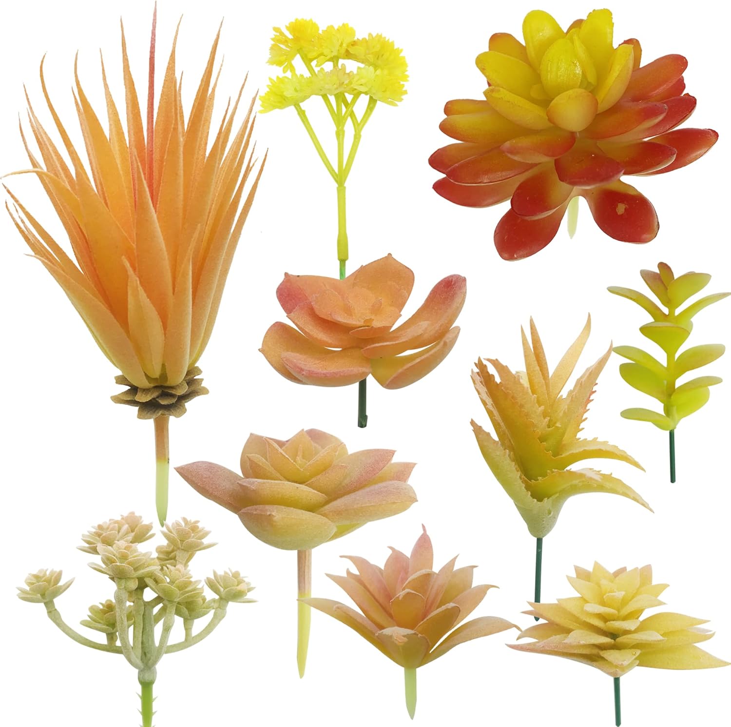 Cayway 10 PCS Artificial Succulents Picks, Yellow Artificial Succulent