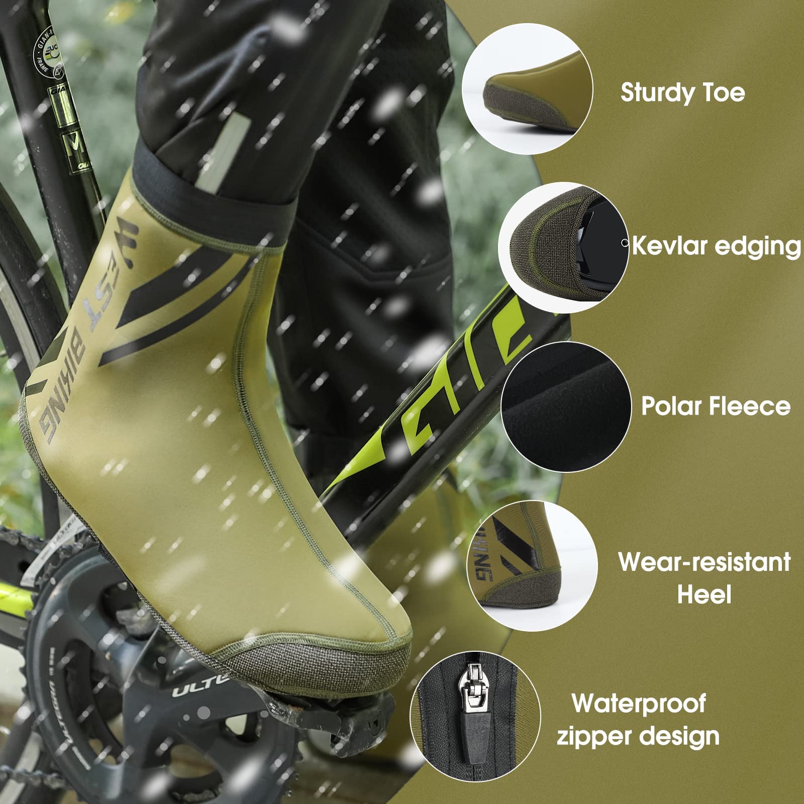 gamaschen rennrad WESTGIRL Winter Thermo überschuhe Fahrrad MTB, fahrradschuh Fahrradschuhe schuhüberzieher fahrradüberschuhe für Winddichte überzieher (Herren Damen Fashion Sola Sound Colorsound Wah bestsellers-value Farbe:CHAMPAGNER