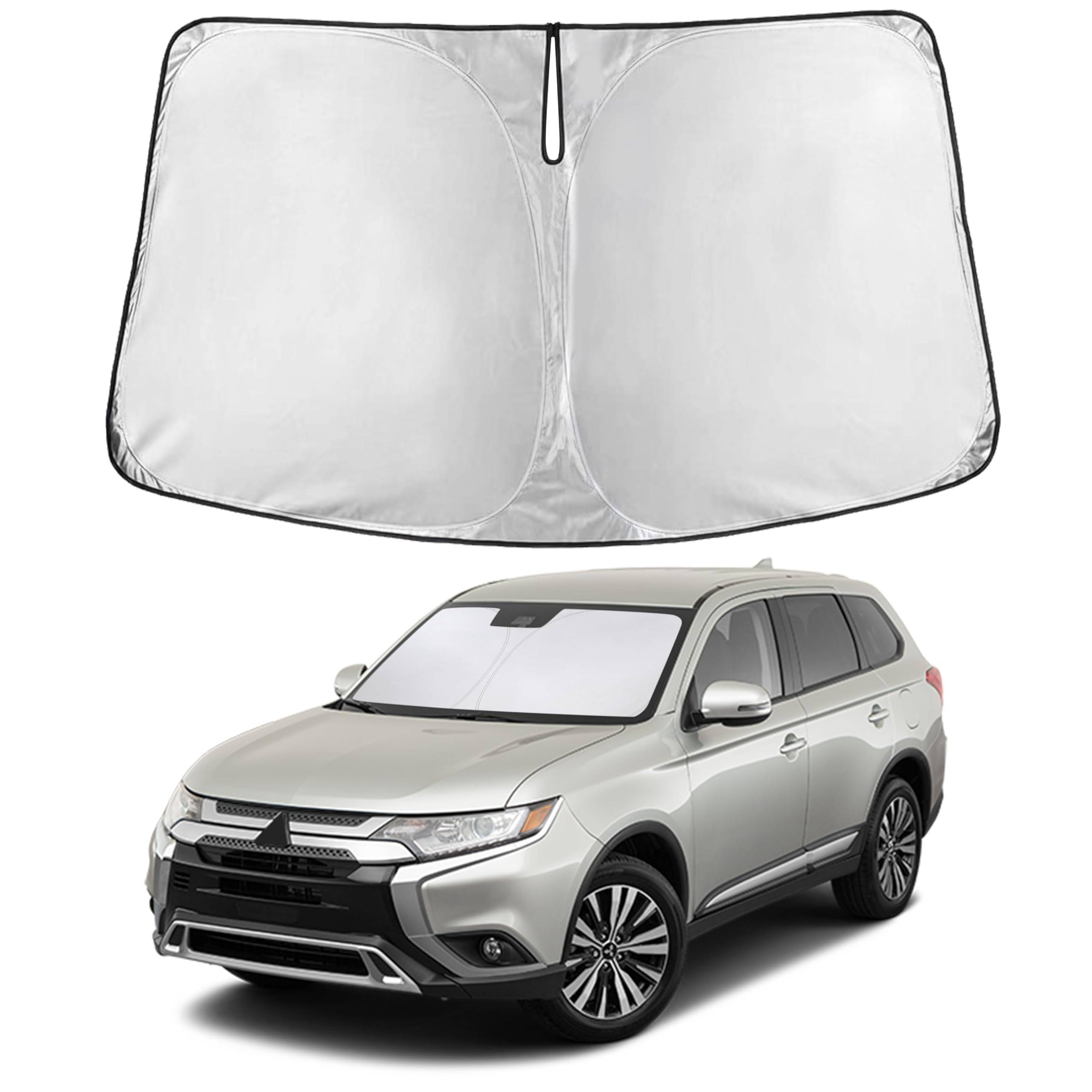 EcoNour Windshield Sunshade Compatible for Mitsubishi Outlander (Not for Outlander Sport) 2013-2019 2020 2021, Sun Visor for Front Windshield &amp; Window Sun Shade Cover, UV Protector, Car Accessories