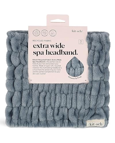 Kitsch Diadema de spa extra ancha para maquillaje y cuidado de la piel  Banda envolvente para la cabeza para lavar la cara y la cara  Banda extra
