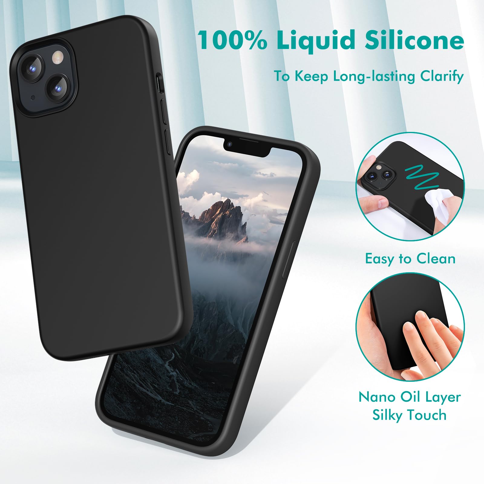 TIIXXE Silicone Case Compatible with iPhone 13 Case Soft Ultra Slim Protective Shockproof Liquid Silicone Phone Case,Anti-Scratch Microfiber Lining - Image 4