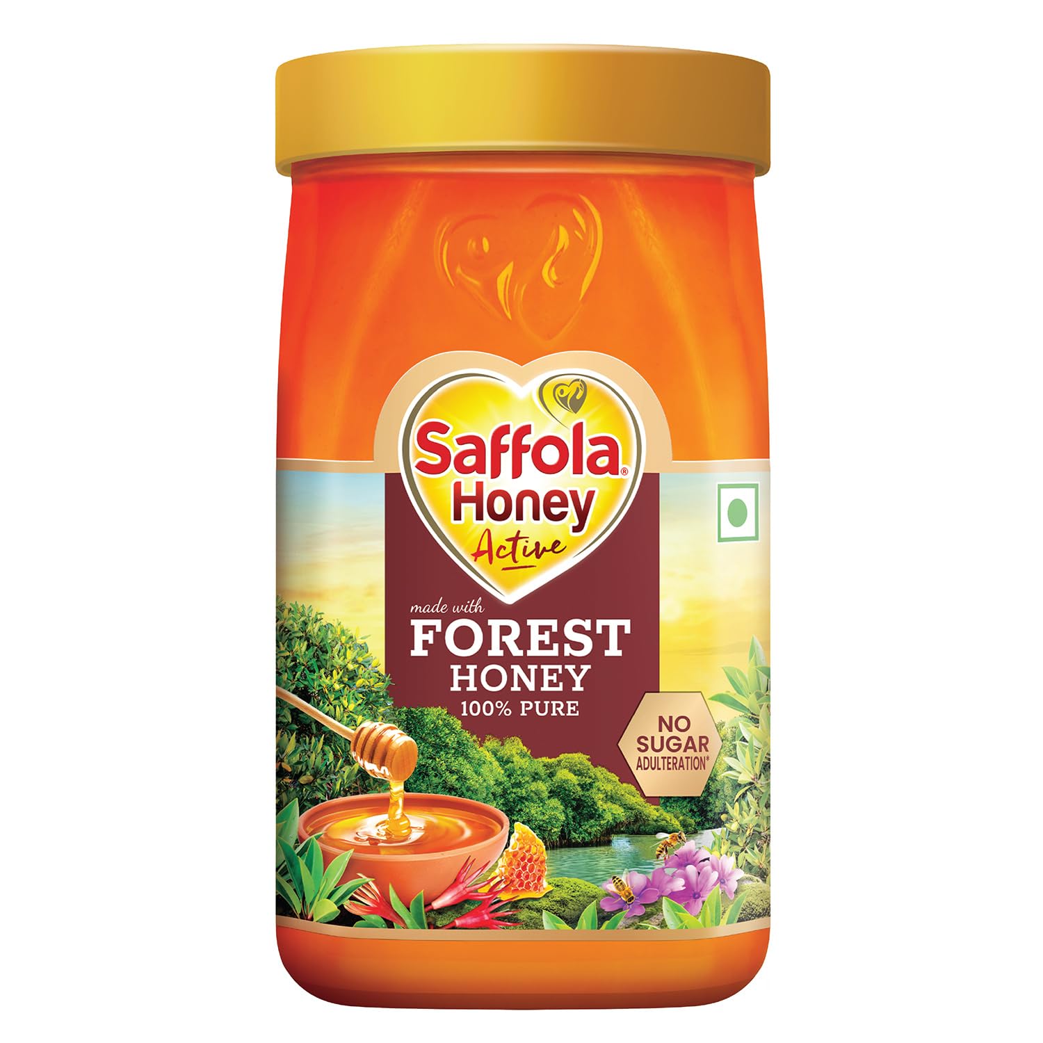 Saffola Honey Active, Made with Sundarban Forest Honey, 100% Pure Honey, No sugar adulteration, Natural Immunity booster, 1kg