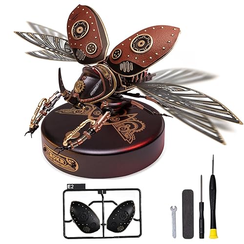 ROKR Plastic Model Kits For Adults to Build 3D Metal Puzzle Hercules Beetle ABS And Metal Buds Insects Figurine cyberpunk Decoration Gift Idea For Toy Collectors Men(MI01) - Hercules Beetle